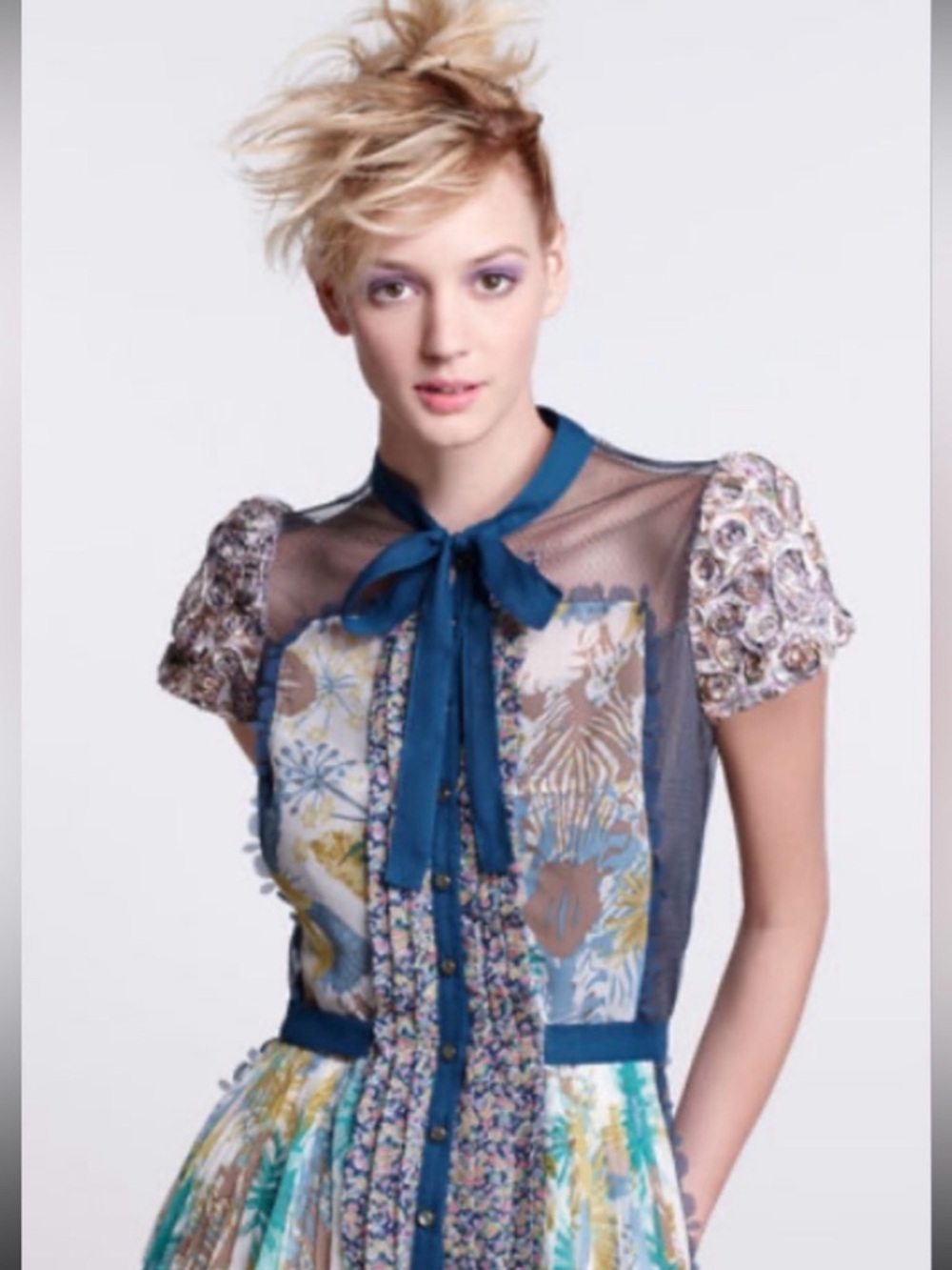 BEGUILE BY BYRON LARS | Anthropologie | Wildeflora Patchwork Blouse | Size 10
